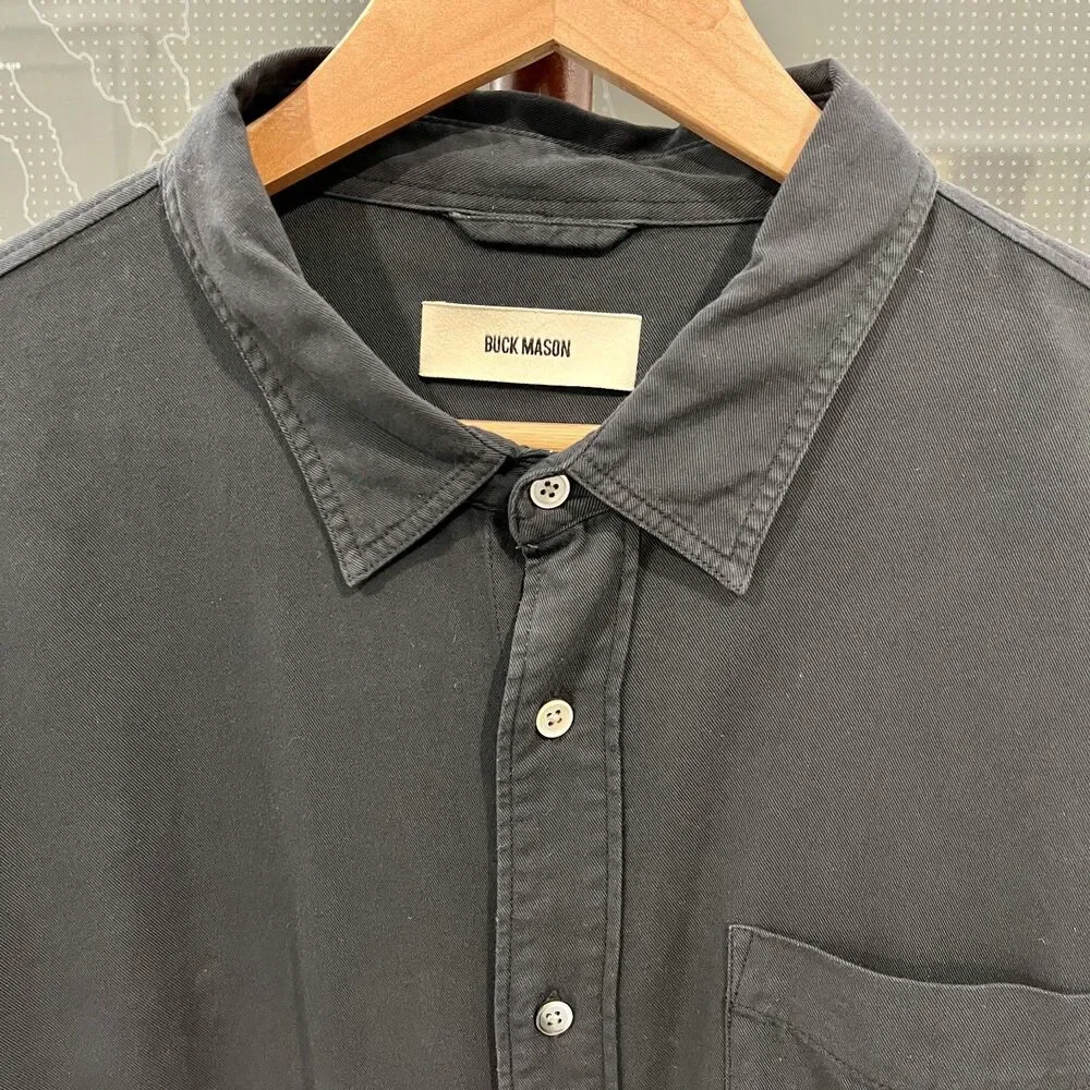 Buck Mason - LS Drape Twill Shirt - Black - Picture 3 of 6
